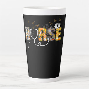 Nurse Halloween Gift With Pumpkin Boo Spider Witch Latte Mug