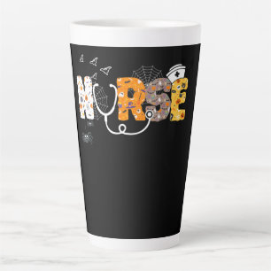 Nurse Halloween Gift With Pumpkin Boo Spider Witch Latte Mug