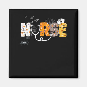 Nurse Halloween Gift With Pumpkin Boo Spider Witch Magnet