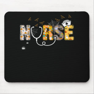 Nurse Halloween Gift With Pumpkin Boo Spider Witch Mouse Pad