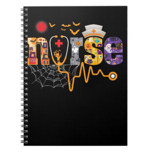 Nurse Halloween Gift With Pumpkin Boo Spider Witch Notebook