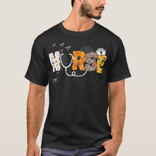 Nurse Halloween Gift With Pumpkin Boo Spider Witch T-Shirt