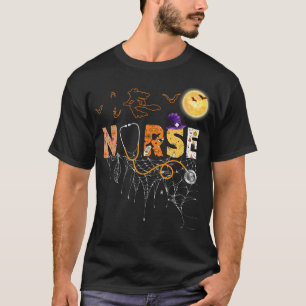 Nurse Halloween Gift With Pumpkin Boo Spider Witch T-Shirt