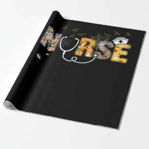 Nurse Halloween Gift With Pumpkin Boo Spider Witch Wrapping Paper