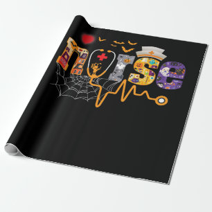 Nurse Halloween Gift With Pumpkin Boo Spider Witch Wrapping Paper