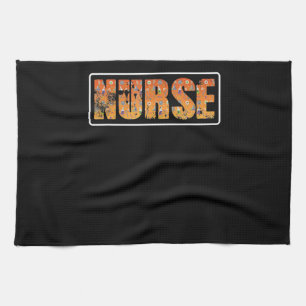 Nurse Halloween Gift With Pumpkin Spider Witch Hat Tea Towel