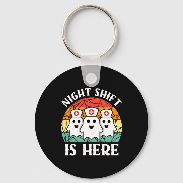 Nurse Halloween  Men Women Night Shift Crew Ghost  Key Ring (Front)