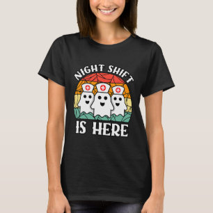 Nurse Halloween  Men Women Night Shift Crew Ghost  T-Shirt