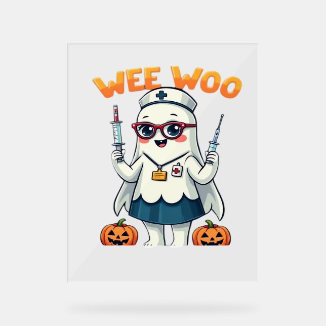 Nurse Halloween ready Classic T-Shirt Acrylic Sign (Front)