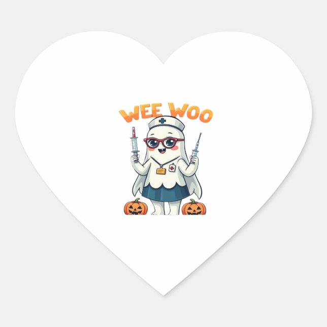Nurse Halloween ready Classic T-Shirt Heart Sticker (Front)