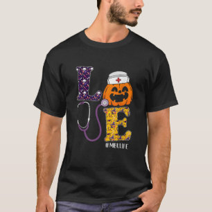 Nurse Halloween Scary Pumpkin Costume Love MBU Nur T-Shirt