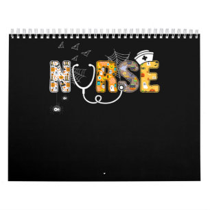 Nurse Halloween Shirt Gift With Pumpkin Boo Spider Calendar