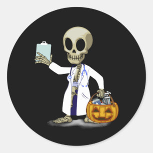 Nurse Halloween Skeleton Doctor Pumpkin Jack O Lan Classic Round Sticker