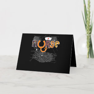Nurse Halloween With Pumpkin Boo Spider Wicth Card