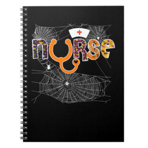 Nurse Halloween With Pumpkin Boo Spider Wicth Notebook