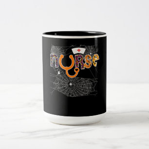 Nurse Halloween With Pumpkin Boo Spider Wicth Two-Tone Coffee Mug