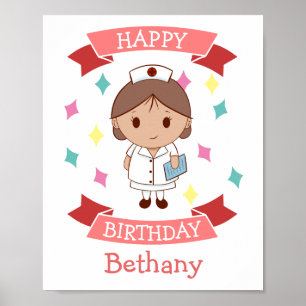 Nurse Happy Birthday Personalised Poster