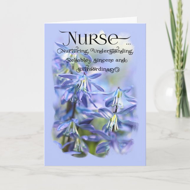 Nurse / Happy Nurses Day - Blue Bell Flowers Card (Front)