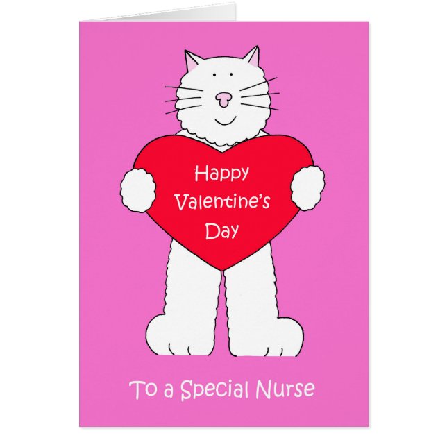 Nurse Happy Valentine's Day Cartoon Cat (Front)