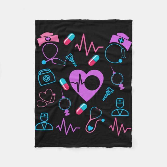 Nurse Healthcare Nursing Elements Design   Fleece Blanket (Front)