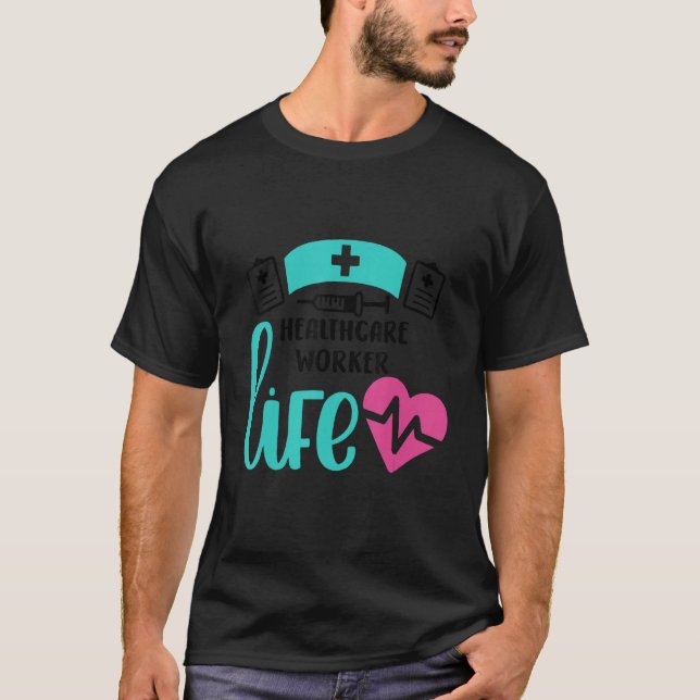 Nurse Healthcare Worker Life Heartbeat  Valentine' T-Shirt (Front)