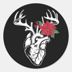 Nurse Heart Anatomy Reindeer Heart Cath Lab RN Classic Round Sticker