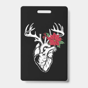 Nurse Heart Anatomy Reindeer Heart Cath Lab RN  ID Badge