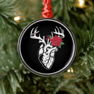 Nurse Heart Anatomy Reindeer Heart Cath Lab RN Metal Ornament