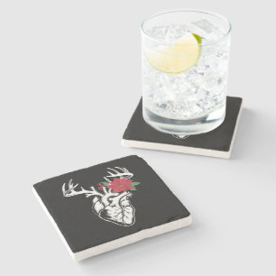 Nurse Heart Anatomy Reindeer Heart Cath Lab RN Stone Coaster
