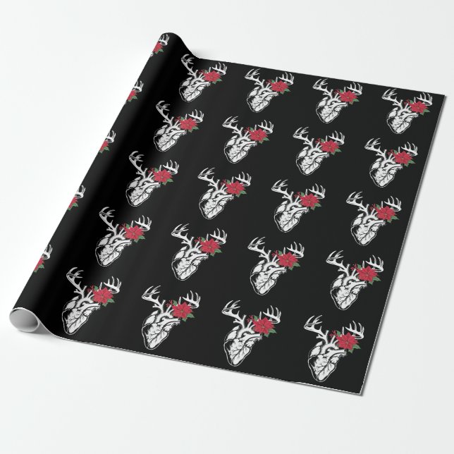 Nurse Heart Anatomy Reindeer Heart Cath Lab RN  Wrapping Paper (Unrolled)