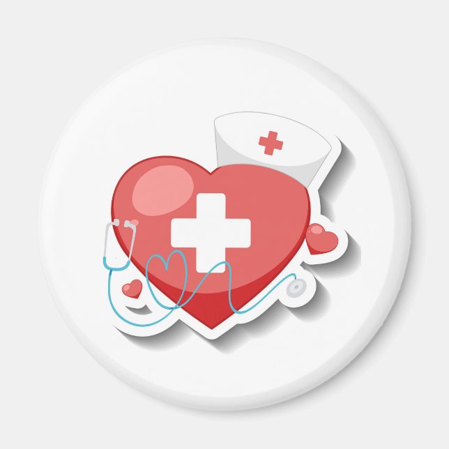 Nurse Heart Badge Button Magnet (Front)