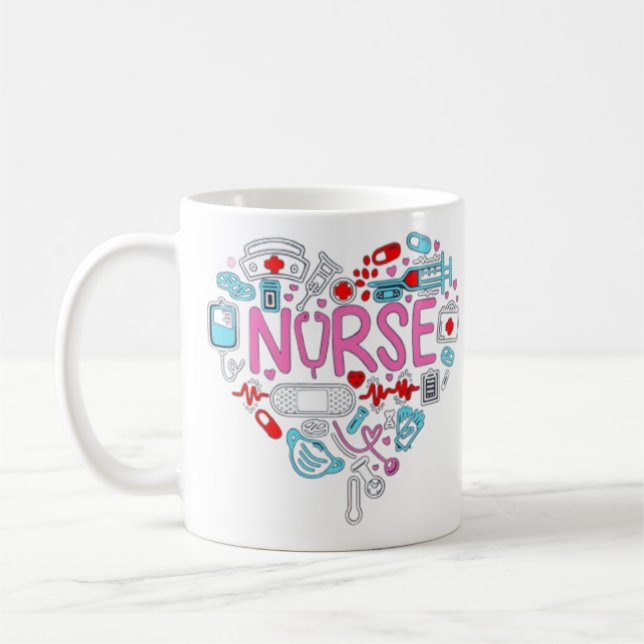 Nurse Heart Illustration Coffee Mug (Left)
