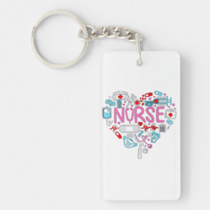 Nurse Heart Illustration Key Ring