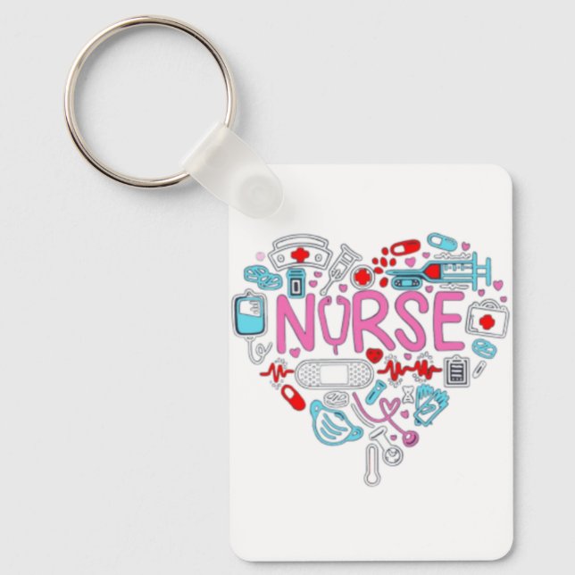 Nurse Heart Illustration Key Ring (Front)