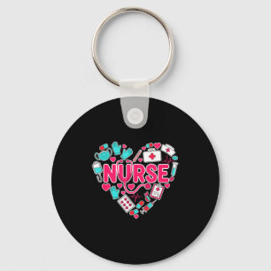 Nurse Heart Stethoscope Medical Icons Artwork Key Ring