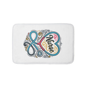 Nurse Heart Stethoscope Vintage Engraving Design_1 Bath Mat