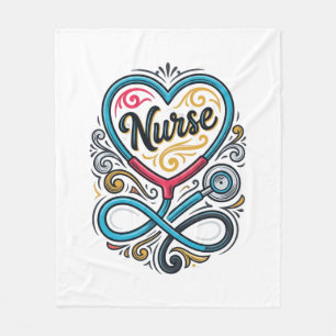 Nurse Heart Stethoscope Vintage Engraving Design_1 Fleece Blanket