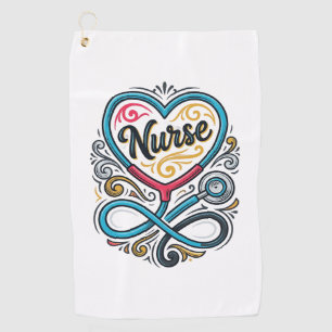 Nurse Heart Stethoscope Vintage Engraving Design_1 Golf Towel