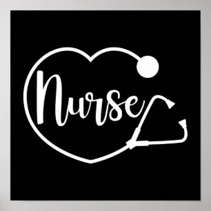 Nurse Heart stethoscopes Poster