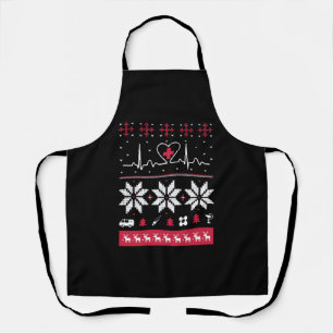 Nurse heartbeat - Ugly Christmas sweater Apron