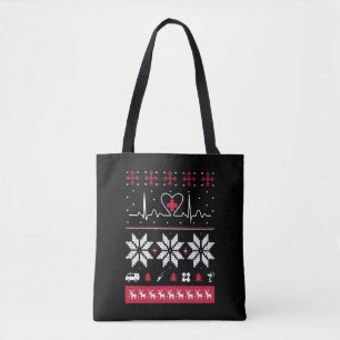 Nurse heartbeat - Ugly Christmas sweater Tote Bag