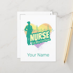 Nurse Heartbeat Vintage Graduation Nursing School Holiday Postcard