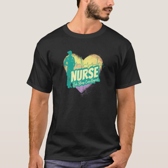 Nurse Heartbeat Vintage Graduation Nursing School  T-Shirt (Front)