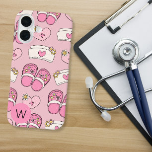 Nurse Hearts, Hats and Clogs Monogram  iPhone 16 Case