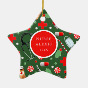 Nurse Holiday Gift Ceramic Ornament