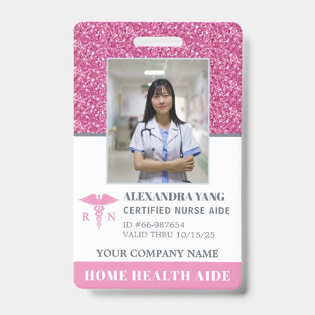 Nurse Home Health Aid Photo ID Badge (Front)