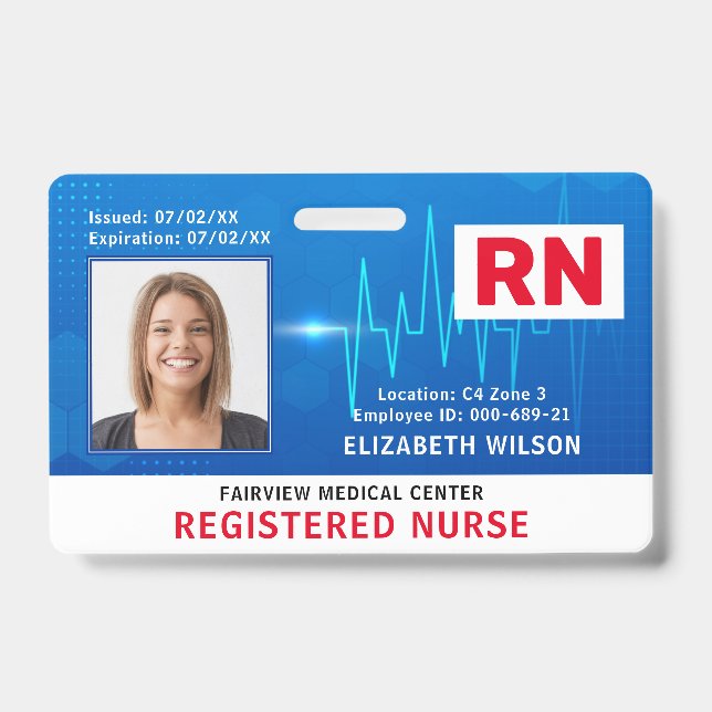 Nurse Hospital Medical Employee Photo ID Badge (Front)