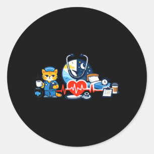 Nurse Humour Night Shift Emblem for RN Team Pride Classic Round Sticker