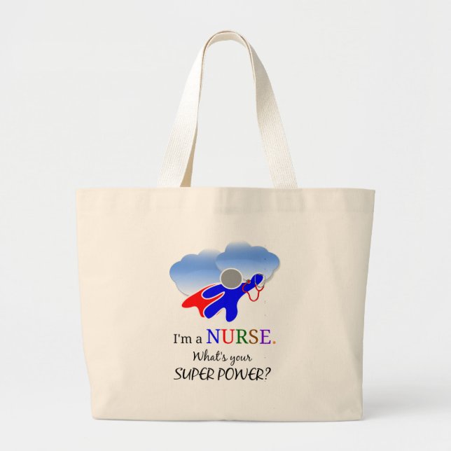 Nurse humour, Nurse superhero Large Tote Bag (Front)