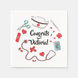 Nurse icons graduation party napkins
